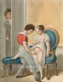 Espejo y The Tutor Par de acuarelas Georg Emanuel Opiz caricatura Sexual